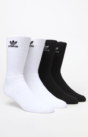 White & Black Six-Pack Trefoil Crew Socks image number 2
