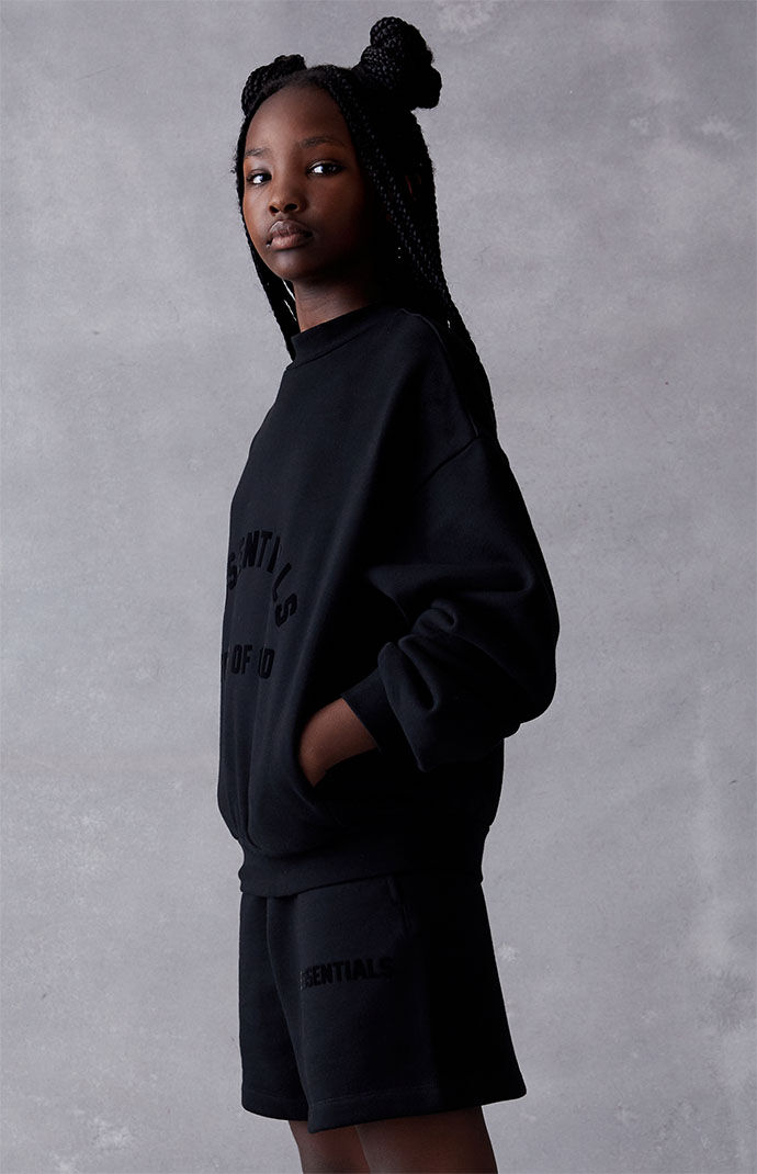 スウェット・トレーナー FEAR OF GOD ESSENTIALS BLACK FLEECE COTTON SWEATSHIRT Fleece Crewneck - Black | ESSENTIALS | Fear of God