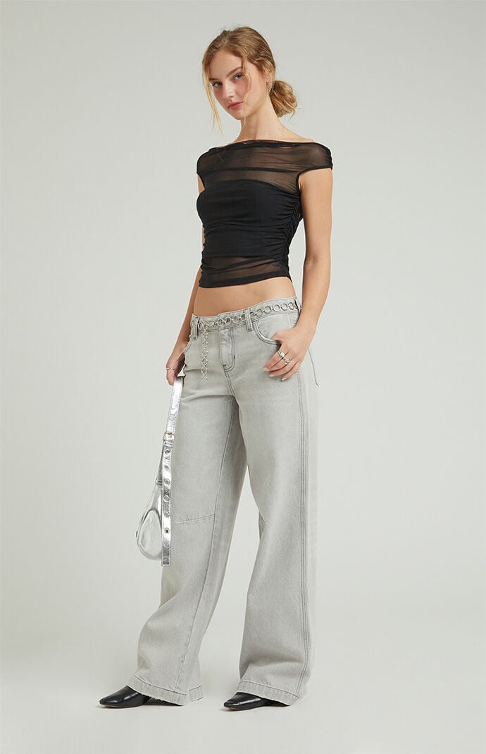 【BOK PLACE】Light Gray Wide Denim Pants Sneak-Peek-Light-Grey-Acid-