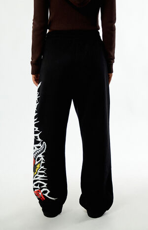 x Stranger Things Black Hellfire Club Baggy Sweatpants image number 5