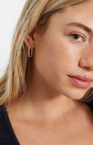 x PacSun 2 Pack Double Square Hoop Earrings image number 3