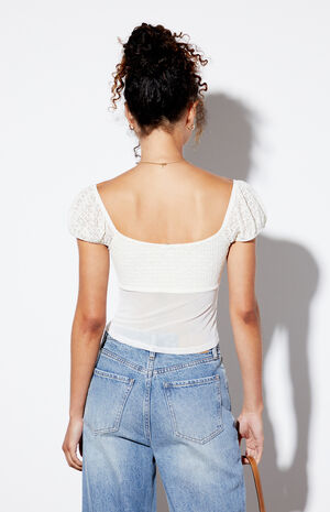 Sweetheart Cinched Mesh Top image number 3