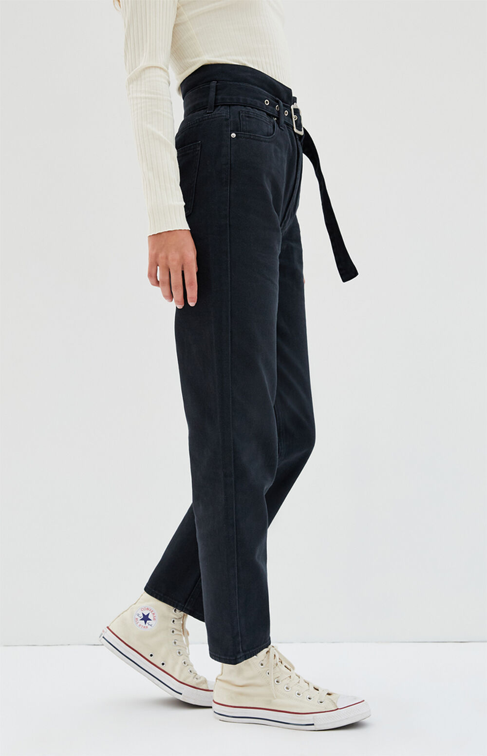 PacSun Cinched Black Mom Jeans PacSun