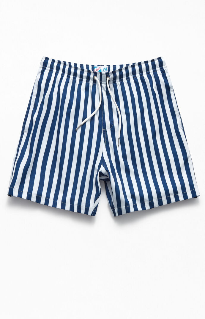 Navy Stripes 17" Volley Swim Trunks