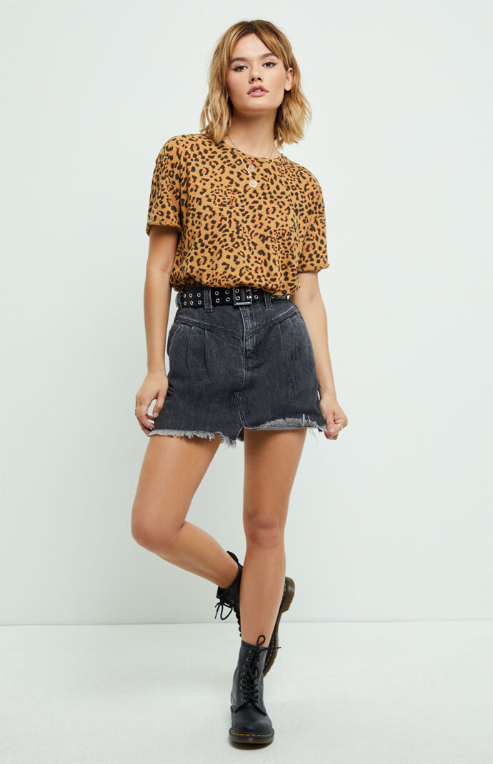 Free People Black Sidecar Mini Skirt 
