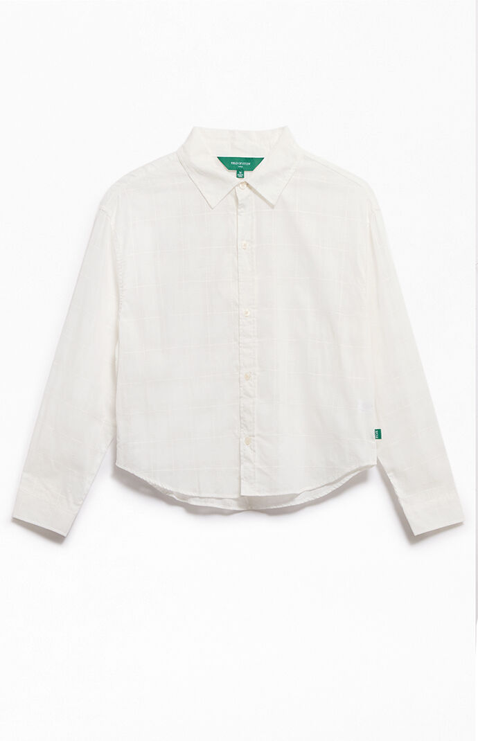 FIELD OF STUDY by Pacsun Grid Cropped Boxy Long Sleeve Shirt