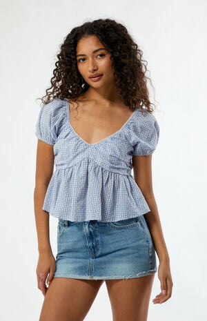 Gingham Babydoll Top image number 1