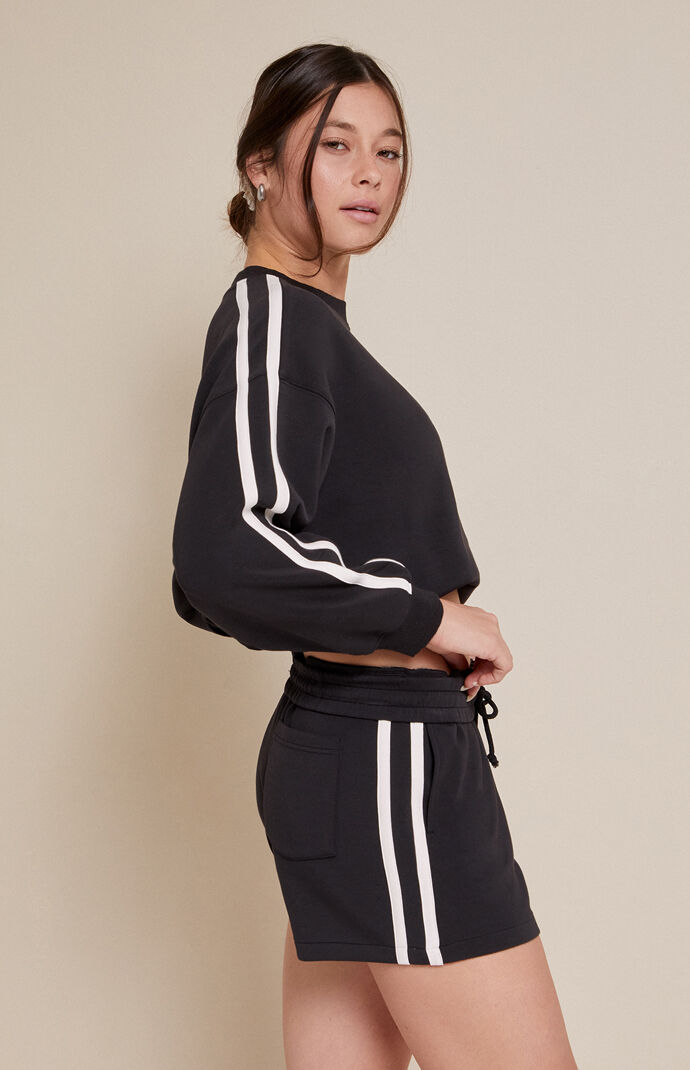 PAC 1980 Active Black Stripe Side Sweat Shorts | PacSun