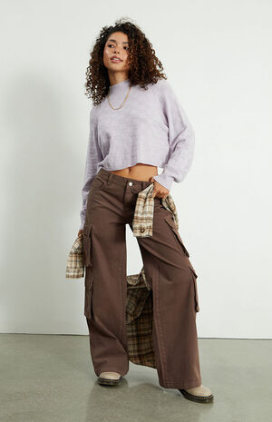 Eco Brown Baggy Cargo Pants image number 1
