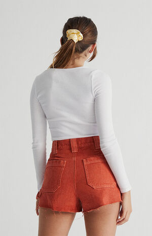 Red Utility Cargo Shorts image number 3