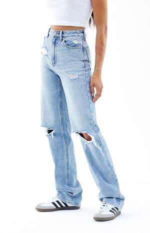 Light Indigo Ripped '90s Boyfriend Jeans image number 3