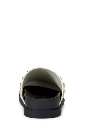 Women's Beige Faux Leather Studded Traverse Mules image number 3