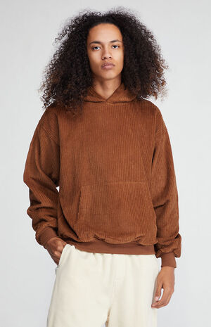 Brown Corduroy Hoodie image number 1