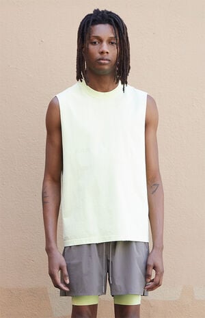 Pale Green Vintage Wash Comfort Cut Off Muscle T-Shirt image number 2