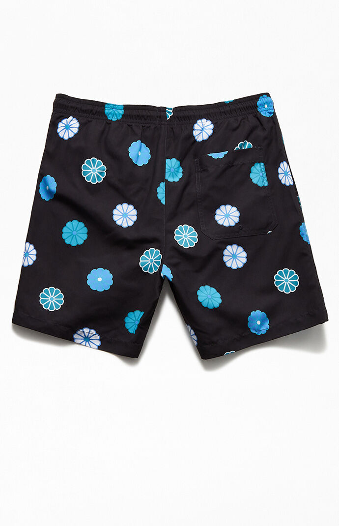 Womens Beach Shorts Flower Small Daisy Swim Trunk with Pockets