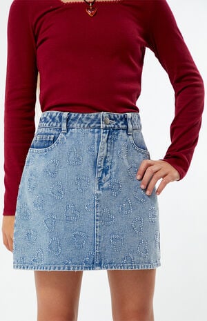 Heart Denim Mini Skirt image number 2
