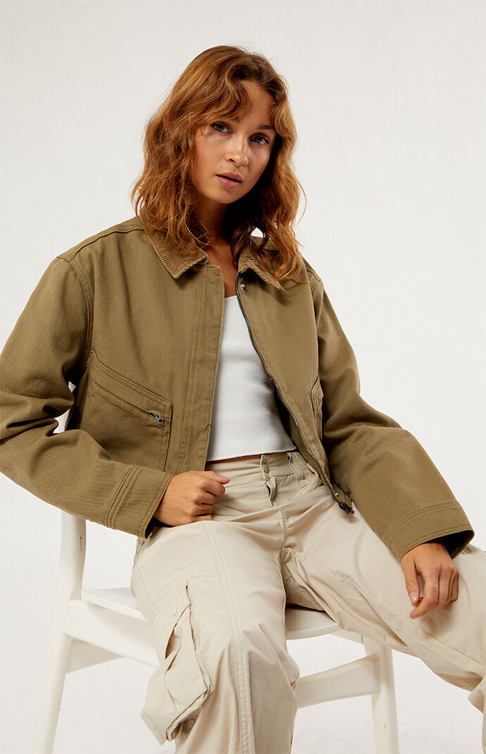 Khaki cargo outlet jacket womens