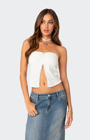 Percy Split Front Pointelle Top image number 3