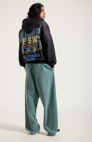Green Washed Fleece Extreme Baggy Sweatpants image number 6