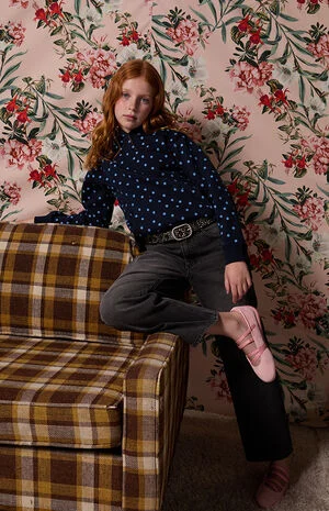 Navy Polka Dot Pullover Hoodie image number 1