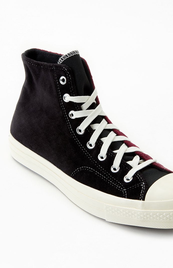Black velvet online high top converse