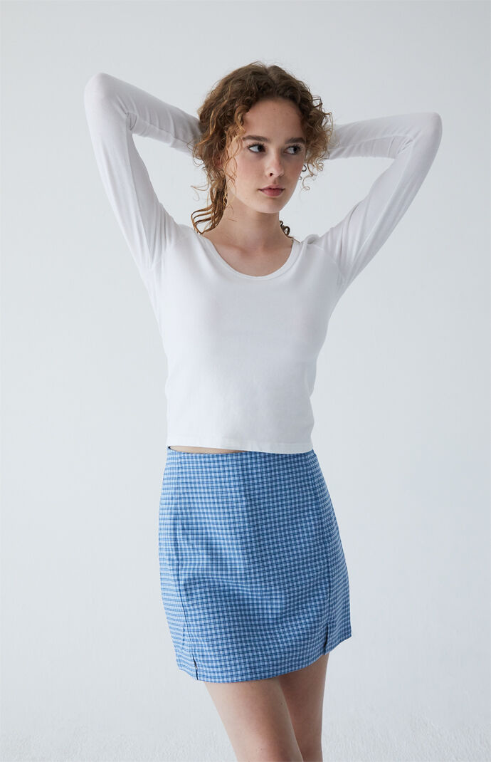 Ocean Blue Plaid Cara Skirt