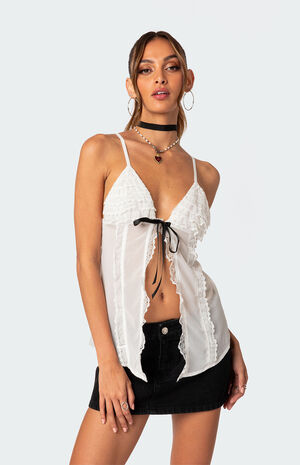 Linette Lacey Sheer Split Front Top image number 3