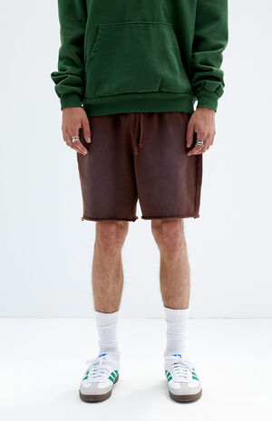 Brown Acid Wash Sweat Shorts image number 2