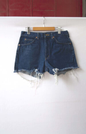 Upcycled Lee Dark Blue Wash Denim Shorts image number 1