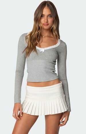 Shayni Lace Trim Long Sleeve Top image number 1