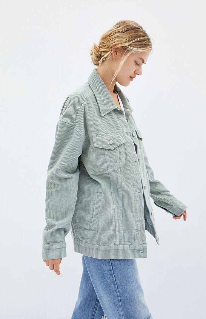 Green Corduroy Oversized Trucker Jacket