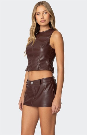 Frances Backless Faux Leather Top image number 3