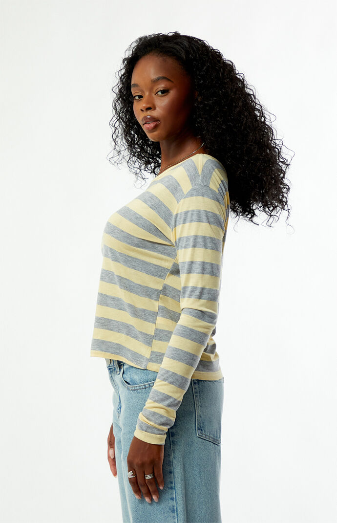 Your Favorite Olivia Striped Long Sleeve Off-The-Shoulder Top | Pacsun