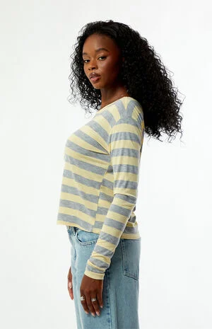 Olivia Striped Long Sleeve Off-The-Shoulder Top image number 3