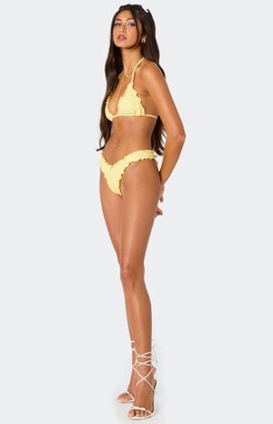 Golden Ruffle Edge Triangle Bikini Top image number 4