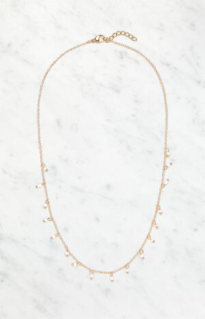 White Beaded Chain Necklace image number 1