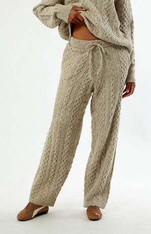Teddy Cable Knit Baggy Sweatpants image number 2