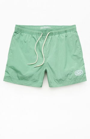 Green Crinkle 4.5" Swim Trunks image number 1
