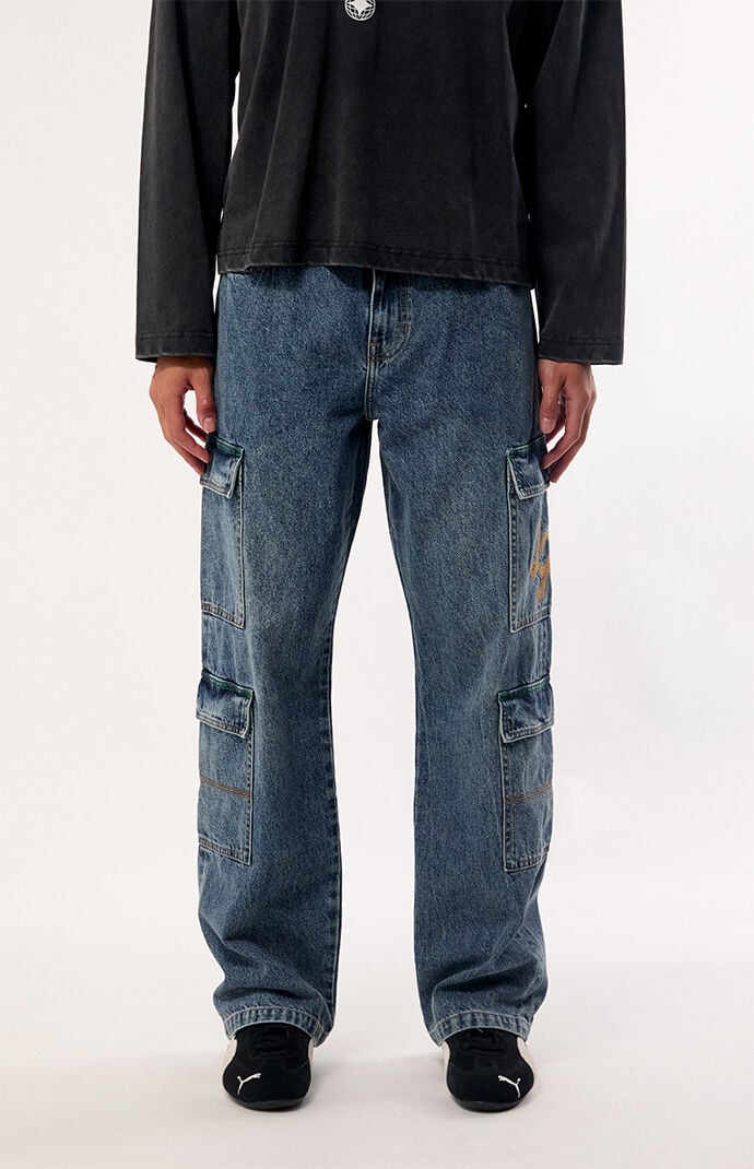 Pacsun Dylan Baggy Jeans LA Embroidered Cargo Medium Wash | Pacsun