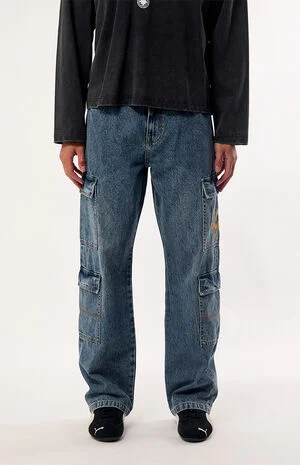 Dylan Baggy Jeans LA Embroidered Cargo Medium Wash image number 1