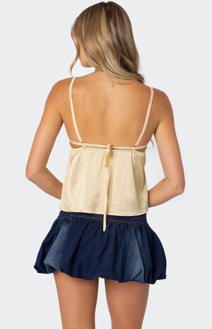 Blanca Satin Lace Trim Tank Top image number 5