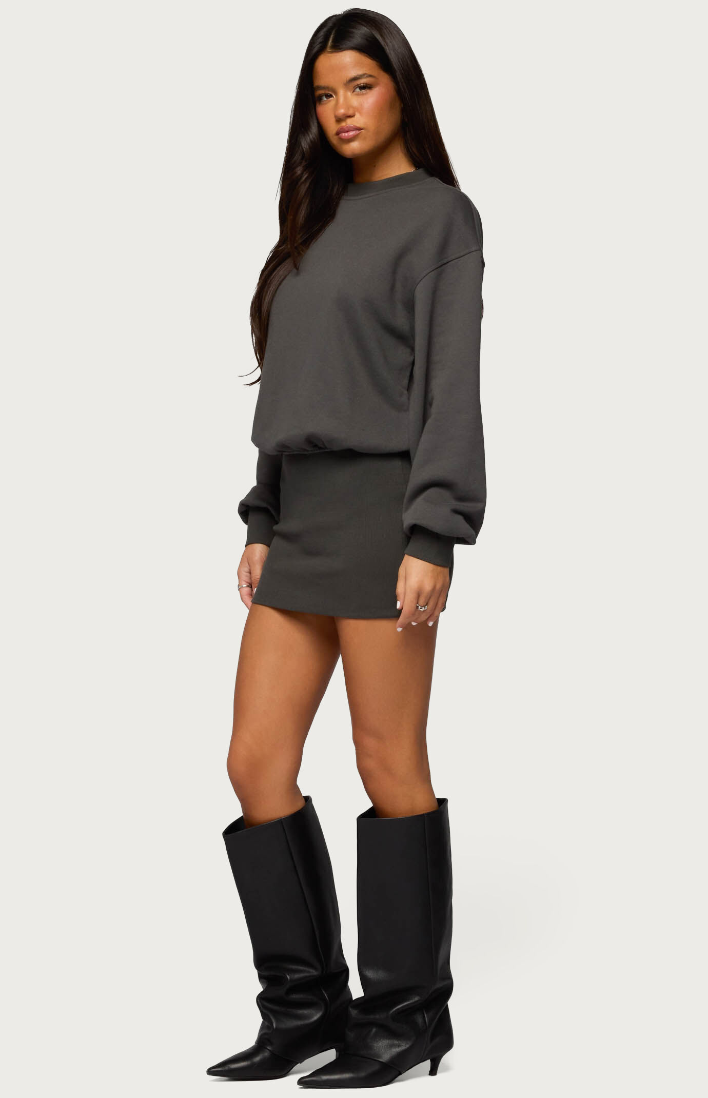 Edikted Jannah Sweatshirt Mini Dress