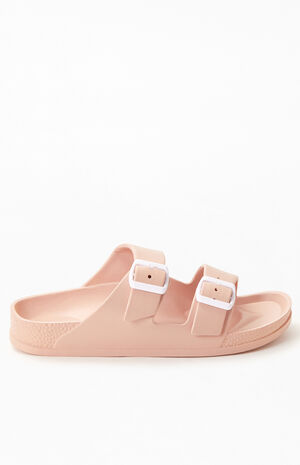Women's Rubber Double Buckle Slide Sandals image number 4