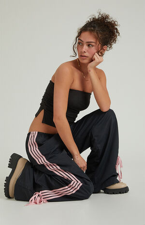Black Wide Leg Track Pants image number 5