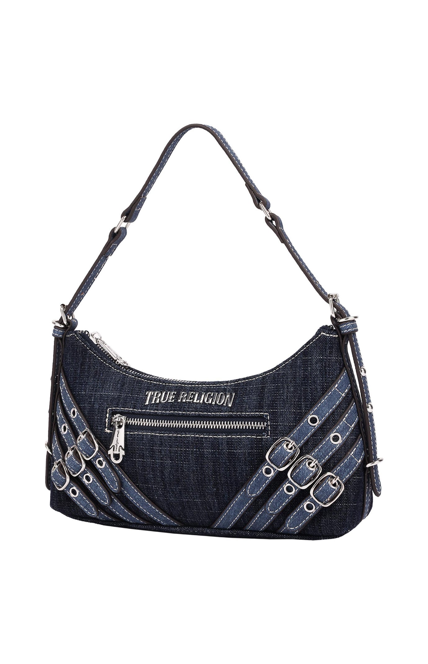 True Religion Triple Straps Dark Denim Shoulder Bag