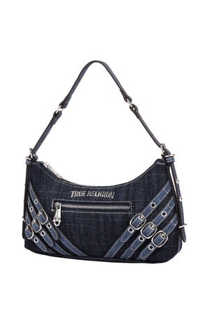 Triple Straps Dark Denim Shoulder Bag image number 3