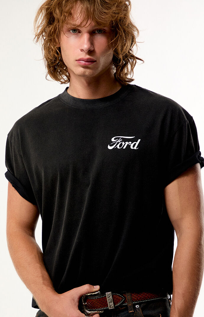 FORD Men's Muscle Cars T-Shirt in Washed Black - Size XL