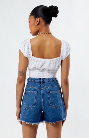Staple High Waisted Relaxed Cutoff Denim Shorts image number 4