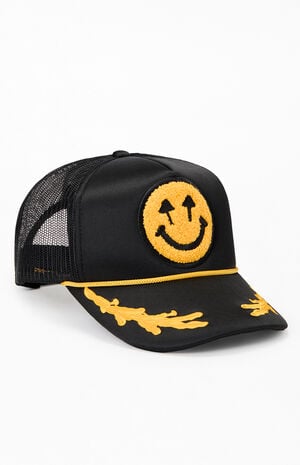 Black Double Blind Embroidered Foam Trucker Hat image number 1