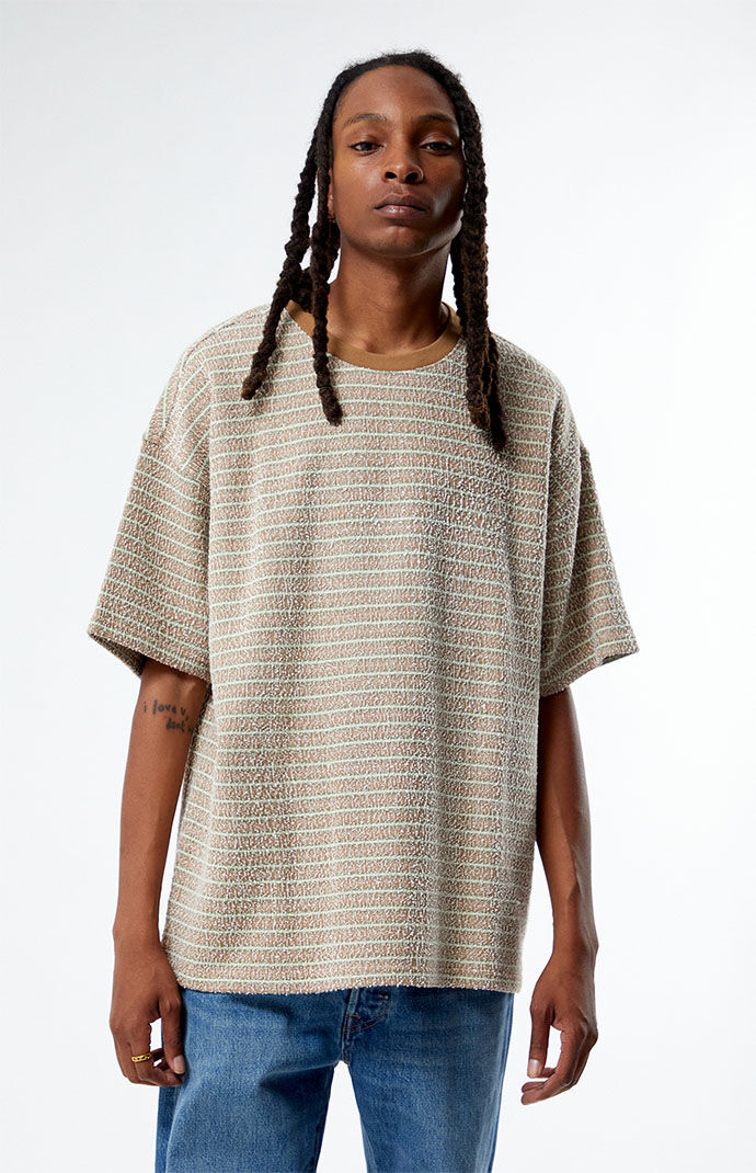 PacSun Brown Oversized Terry Striped T Shirt PacSun
